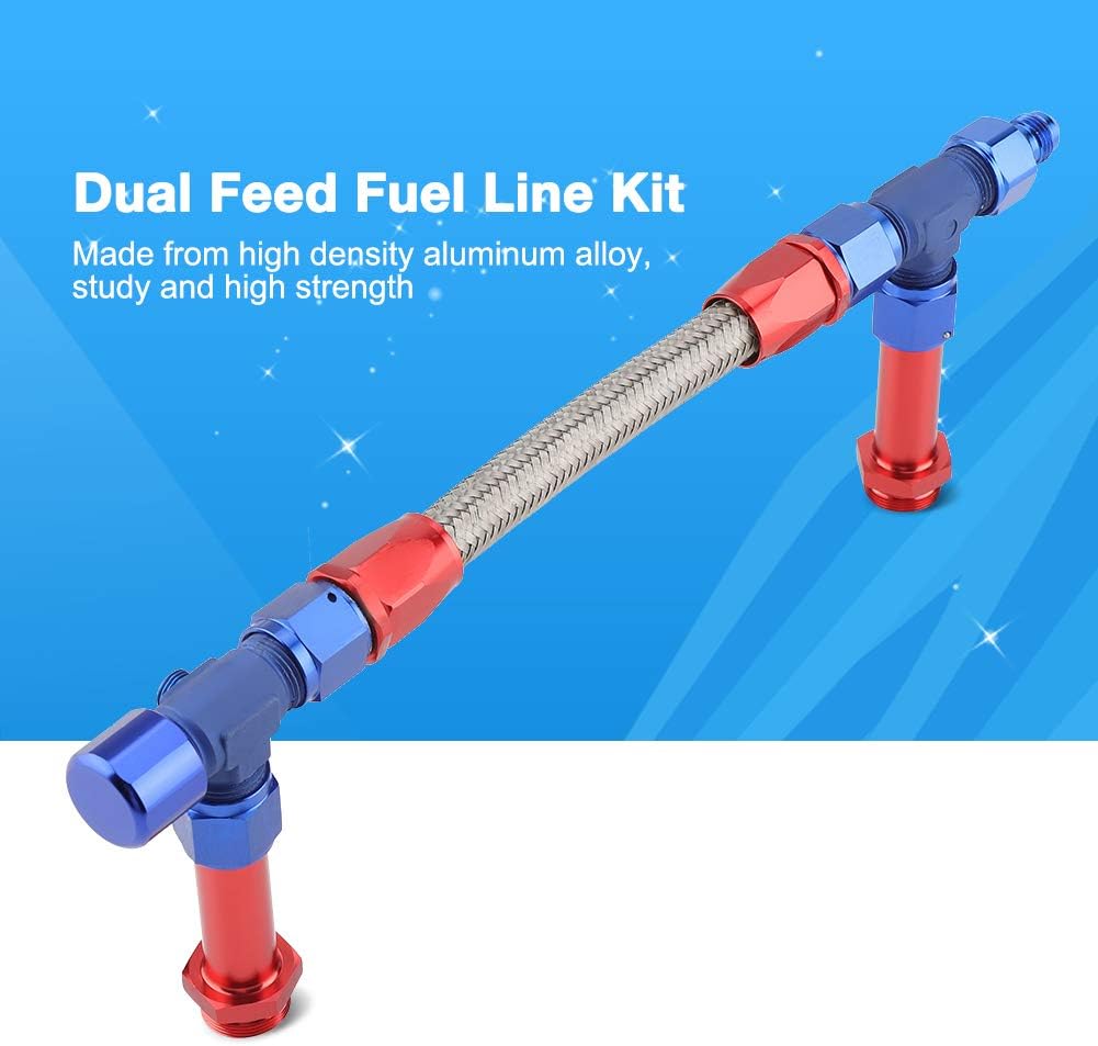 4150 Braided Dual Feed Fuel Line Kit with AN6 Adapter Aluminum Pack of 2 Y74035