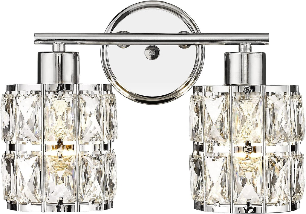 Chrome Finish 2-Light Crystal Vanity Light Fixture X191855