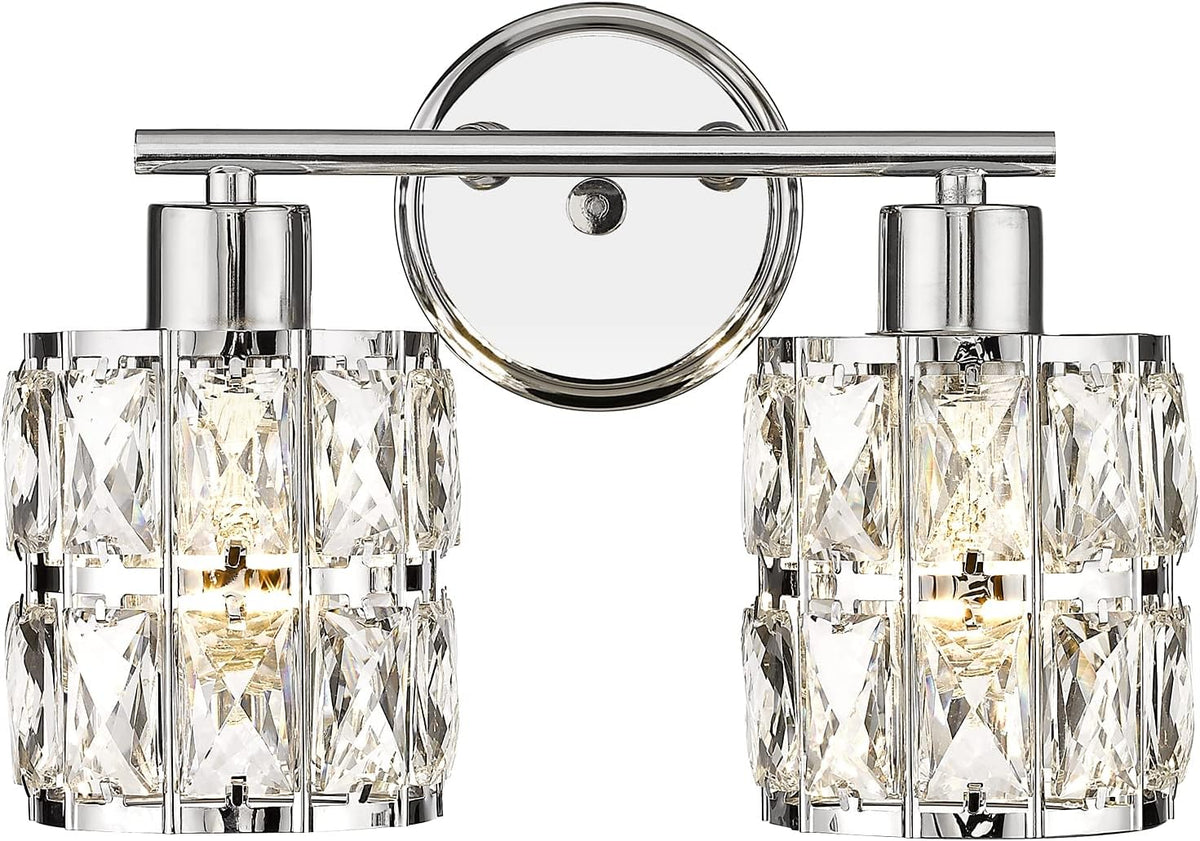 Chrome Finish 2-Light Crystal Vanity Light Fixture X191855