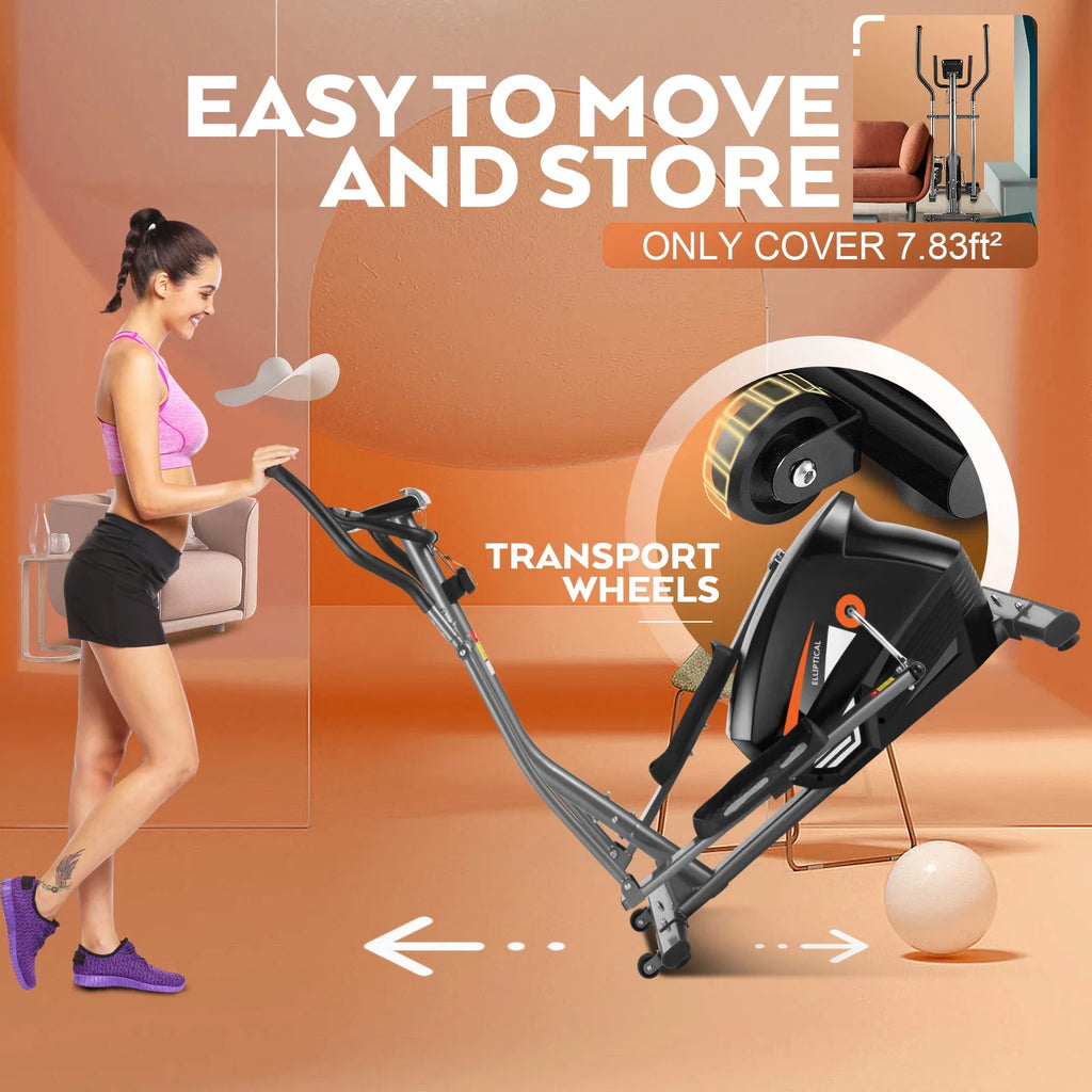 Elliptical Exercise Machine with Adjustable 10 Levels Magnetic Resistance and LCD Display O3674