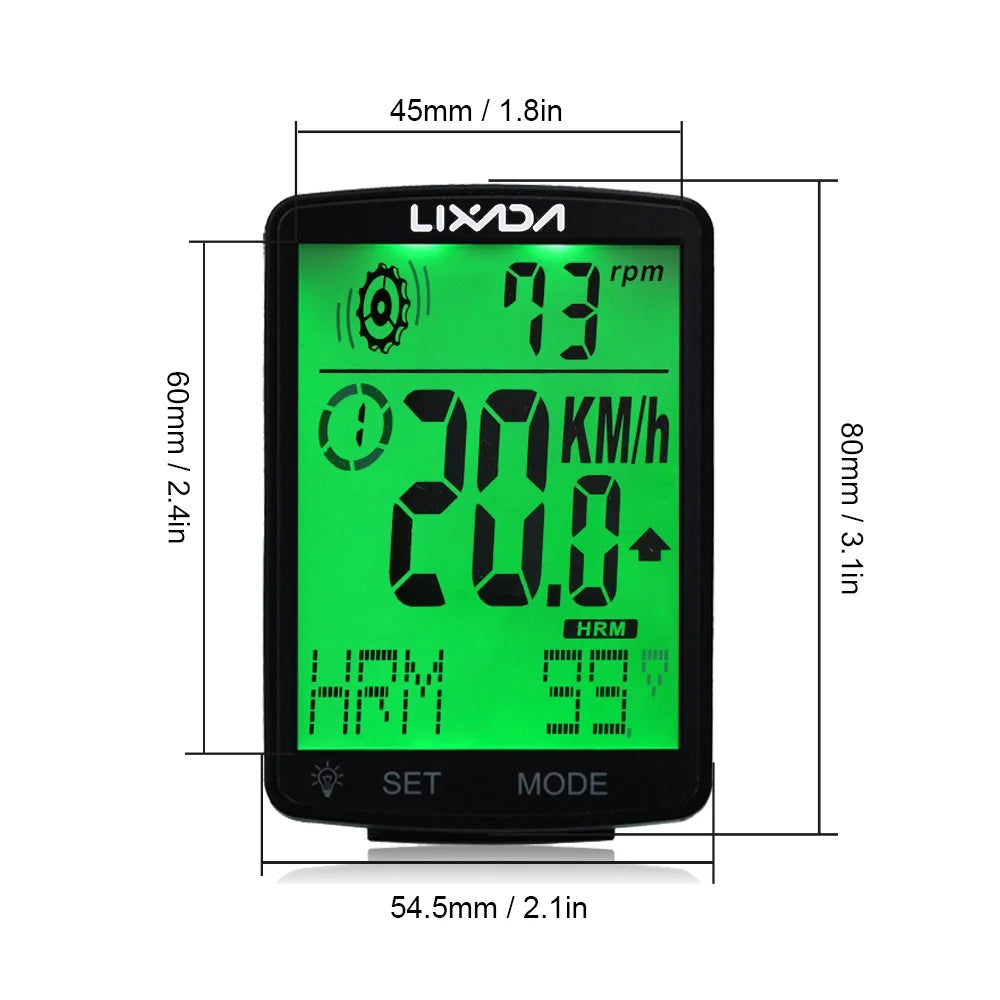 3 in 1 Wireless Bike Computer with Heart Rate Sensor Speedometer IPX7 Waterproof M8607