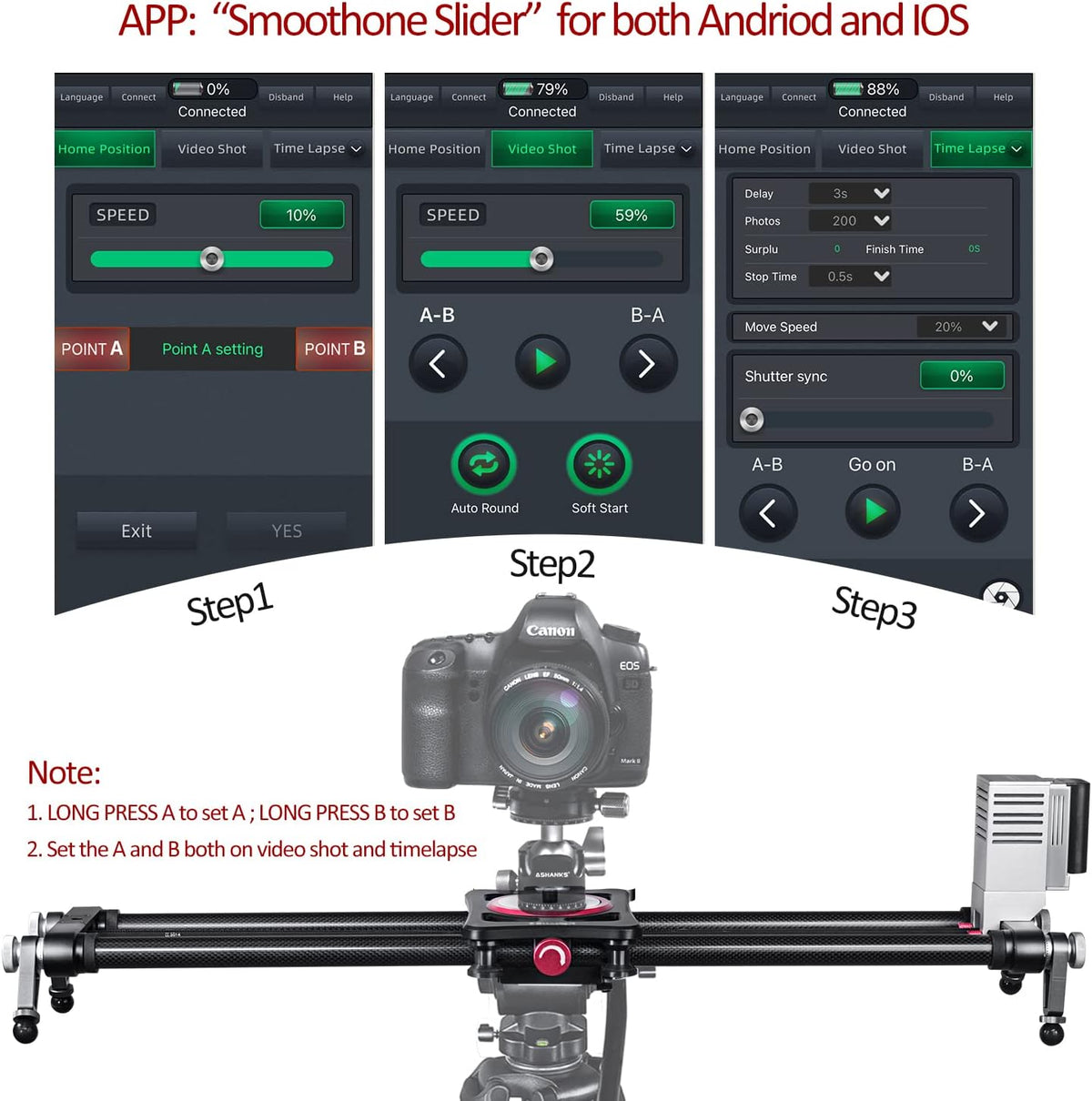 Motorized Carbon Fiber Camera Slider Track Dolly Rail, 120cm X88831