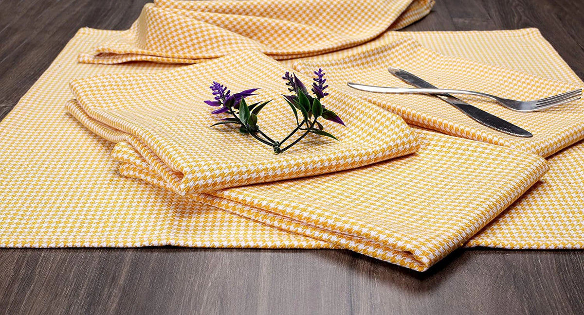 Reusable Cotton Houndstooth Cloth Napkin Set of 12 C369