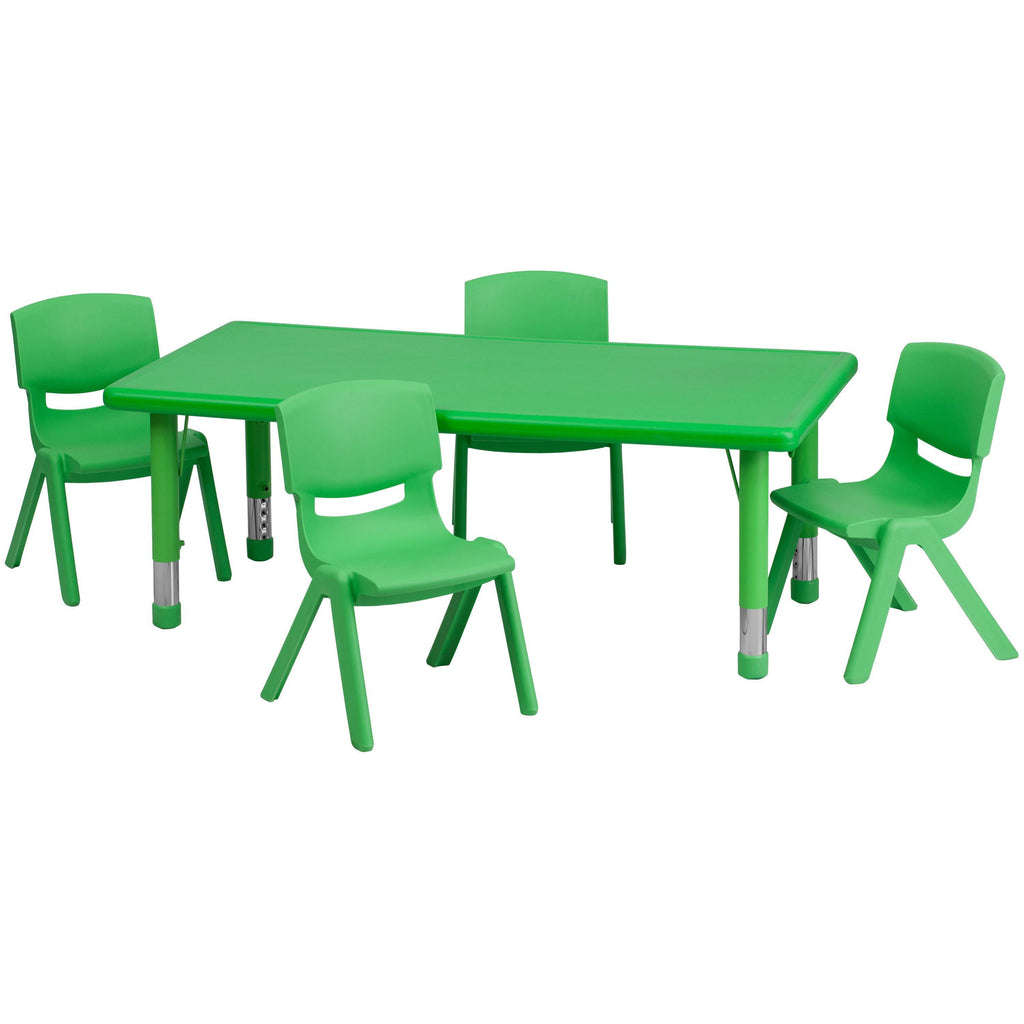 Green Plastic Height Adjustable Activity Table Set with 4 Chairs Q463693
