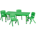 Green Plastic Height Adjustable Activity Table Set with 4 Chairs Q463693