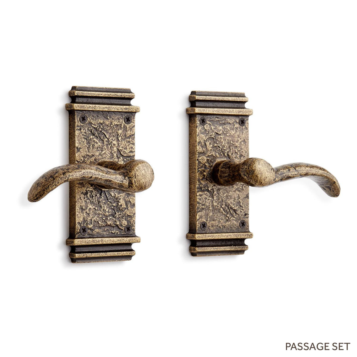 Antique Brass Solid Brass Passage Door Lever Set X285