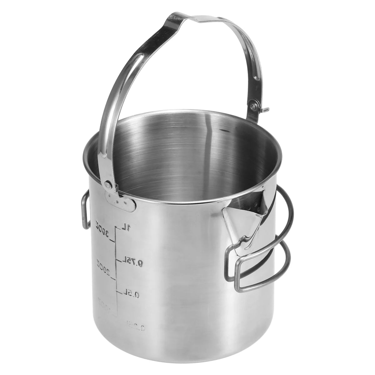 1L Stainless Steel Camping Pot with Foldable Handle J161