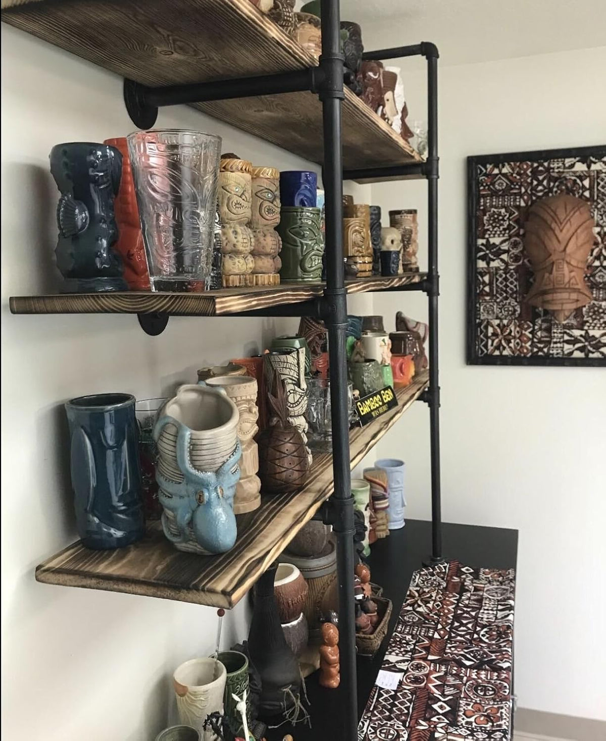 Industrial Retro Wall Mount Iron Pipe Shelf, DIY Open Bookshelf (2Pcs) R5650