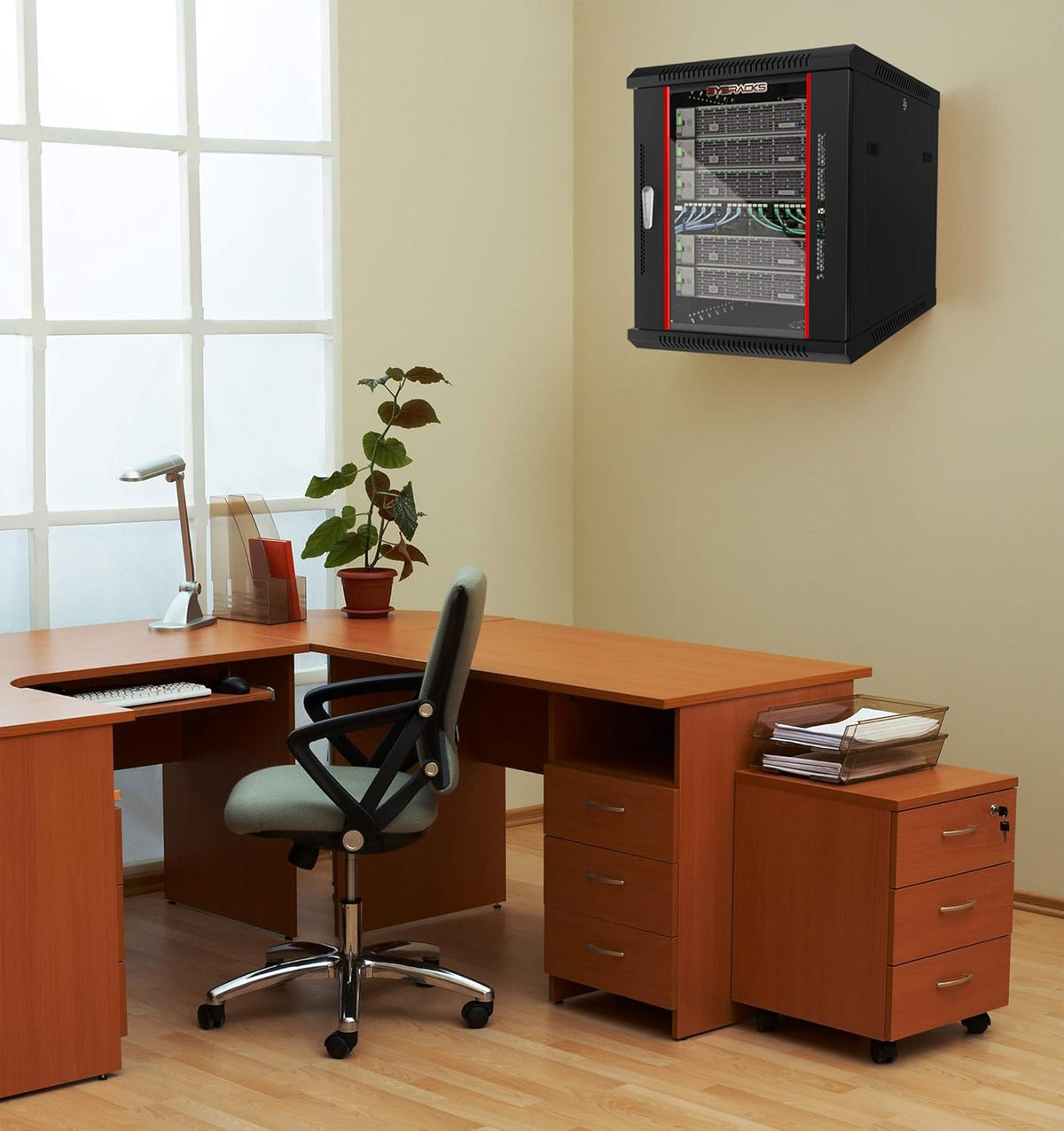 15 U Locking Wall Mount Server Rack Enclosure with Casters and Shelf U21048