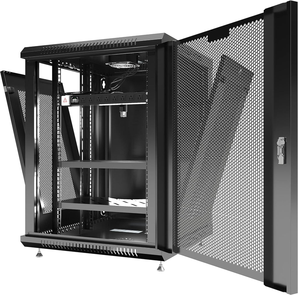 15 U Locking Wall Mount Server Rack Enclosure with Casters and Shelf U21048