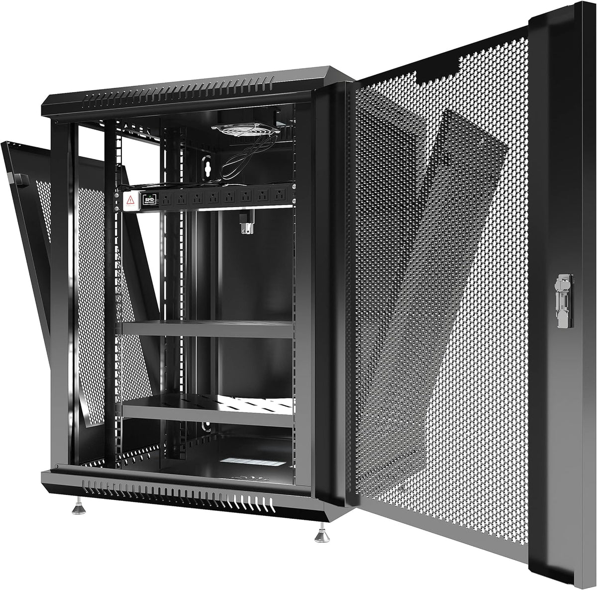15 U Locking Wall Mount Server Rack Enclosure with Casters and Shelf U21048