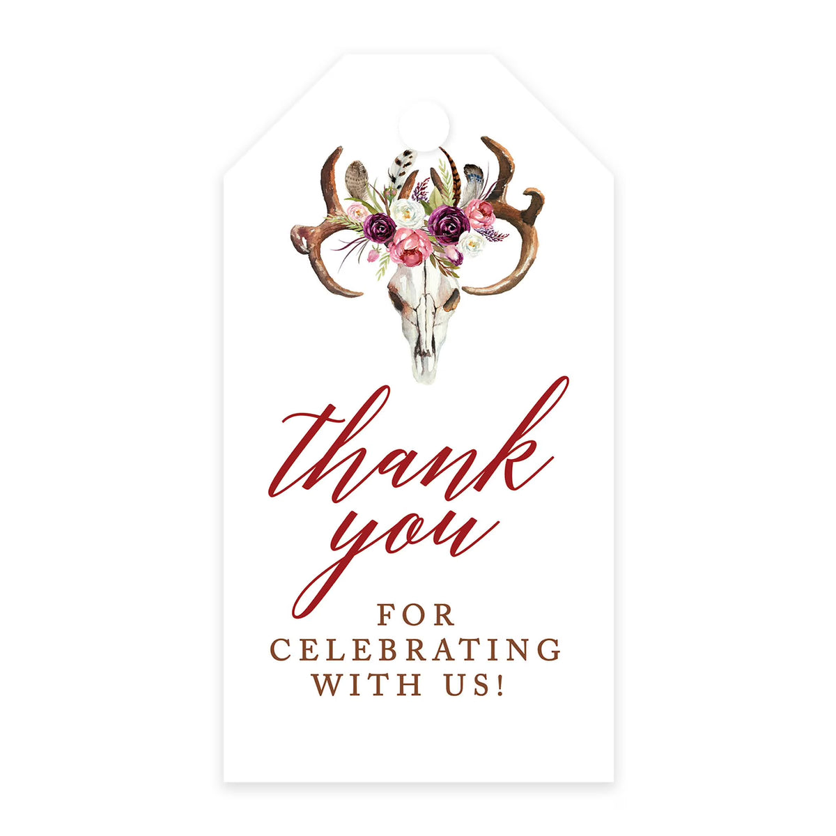 Boho Rustic Floral Antlers Cardstock Gift Tags 100-Pk N2082
