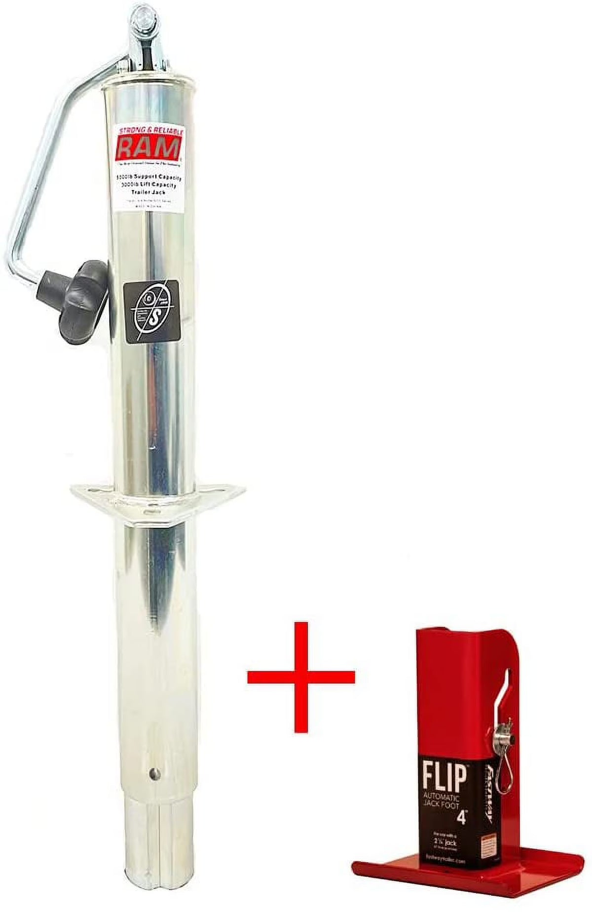 Zinc A-Frame Trailer Jack with 4" Flip Foot R997