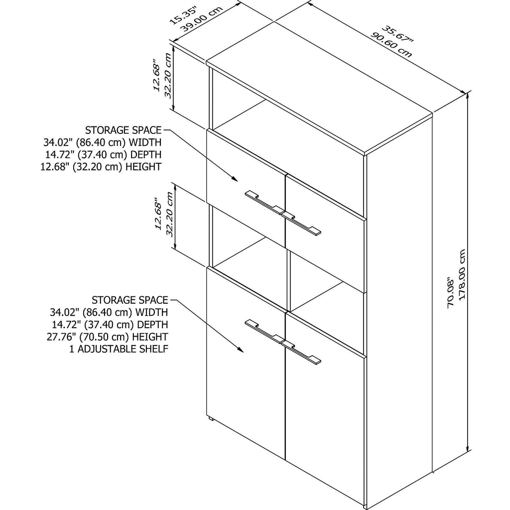 5 Shelf Bookcase with Doors, Sand Oak L2371