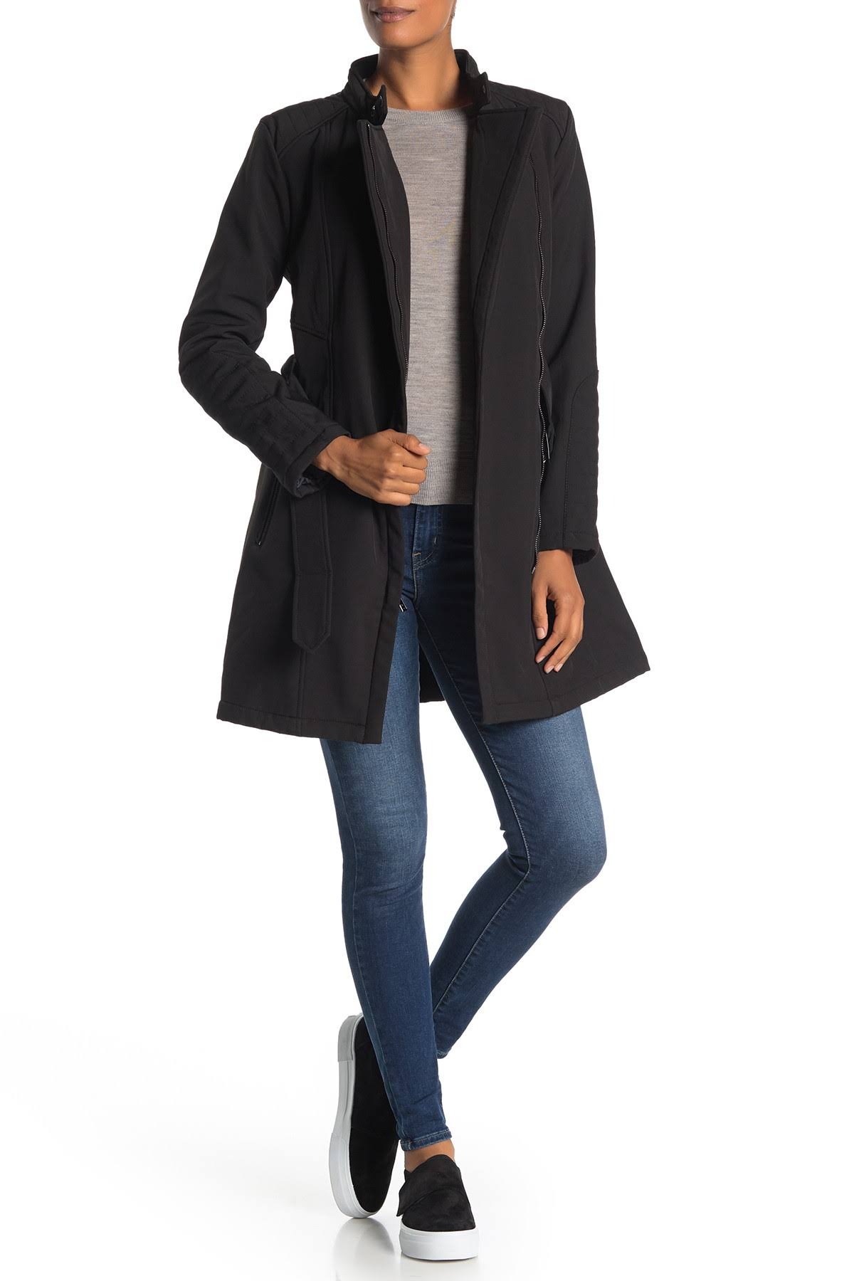 Asymmetrical Zip Belted Coat T212