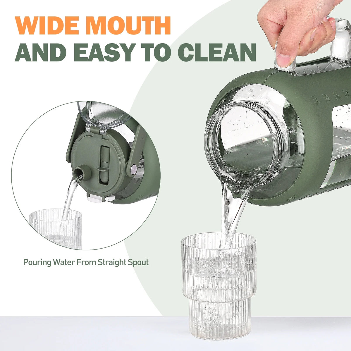 64oz Glass Water Bottle with Straw and Handle N358701