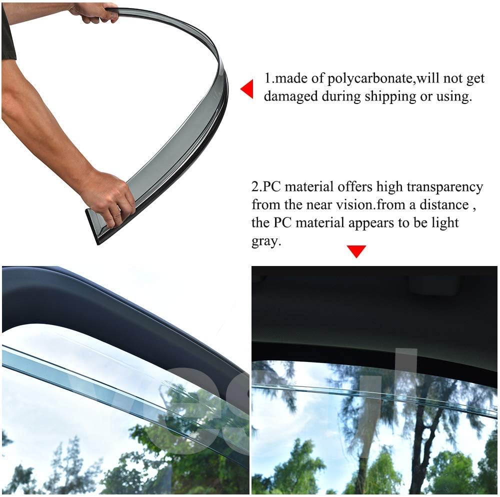 Tape on Polycarbonate Rain Guards Window Visor with 304 Stainless Steel Trim Pack of 2 E66298