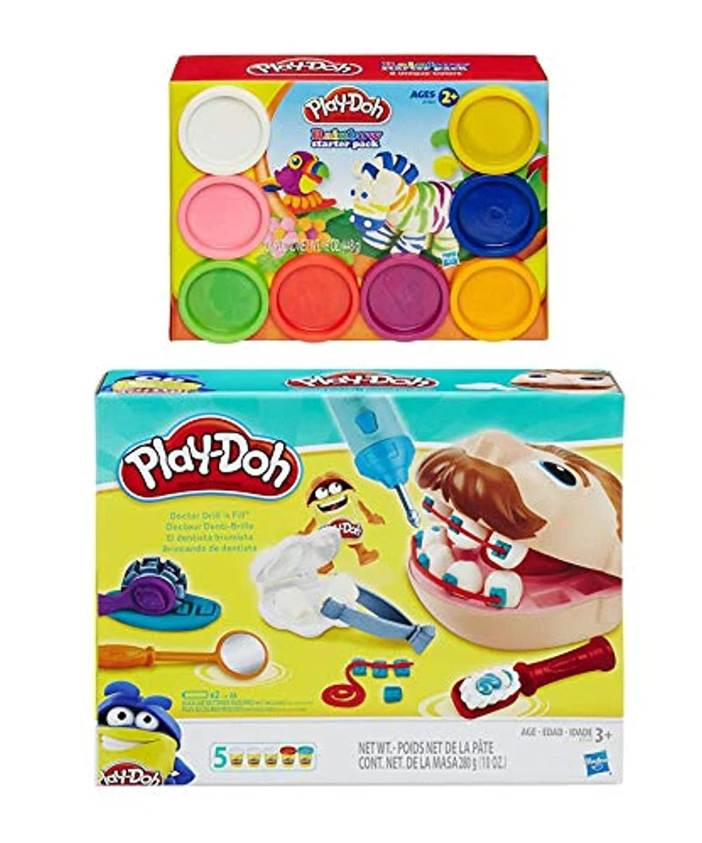Play Doh Doctor Drill n Fill Play Set and Rainbow Starter Set Bundle C5779
