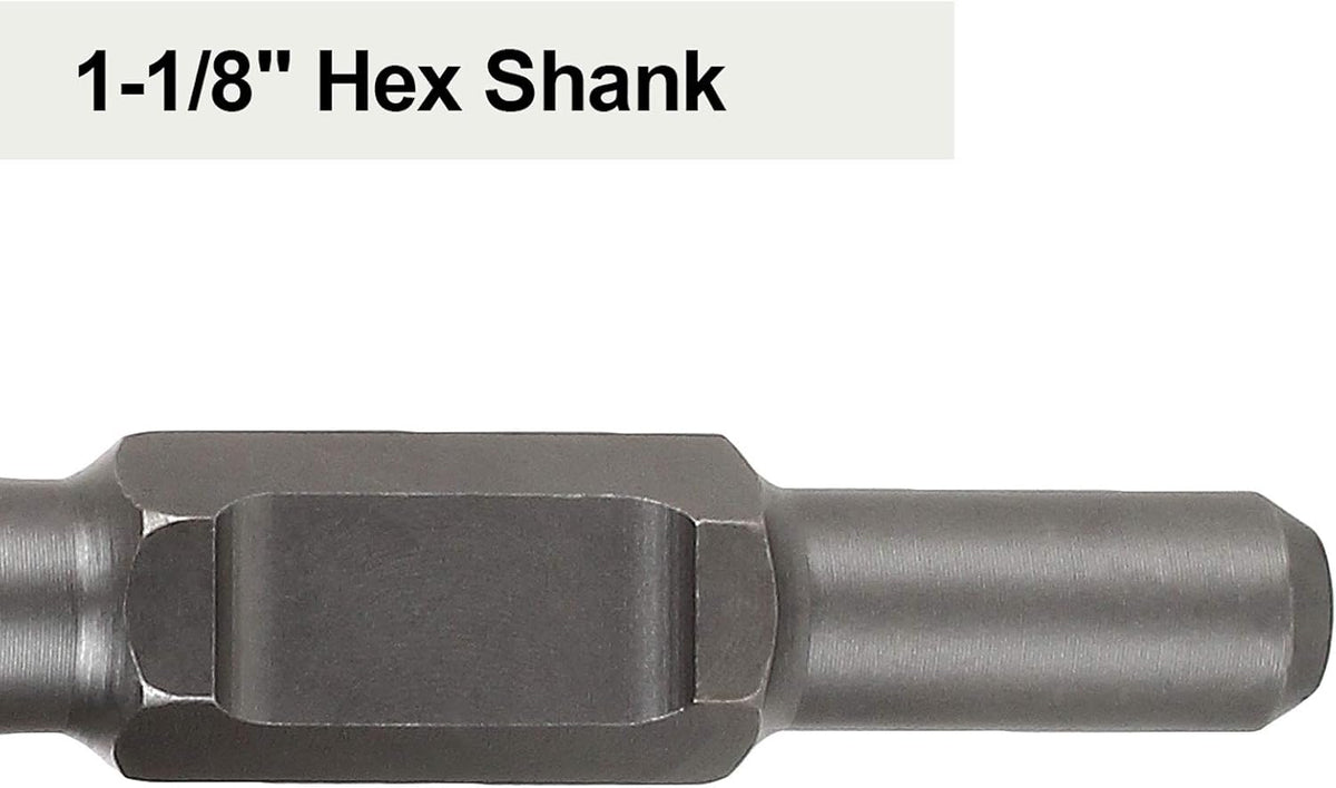 12 inch Demolition Hammer Drill Flat Tip and Bull Point Chisels, Pack of 2 I70130