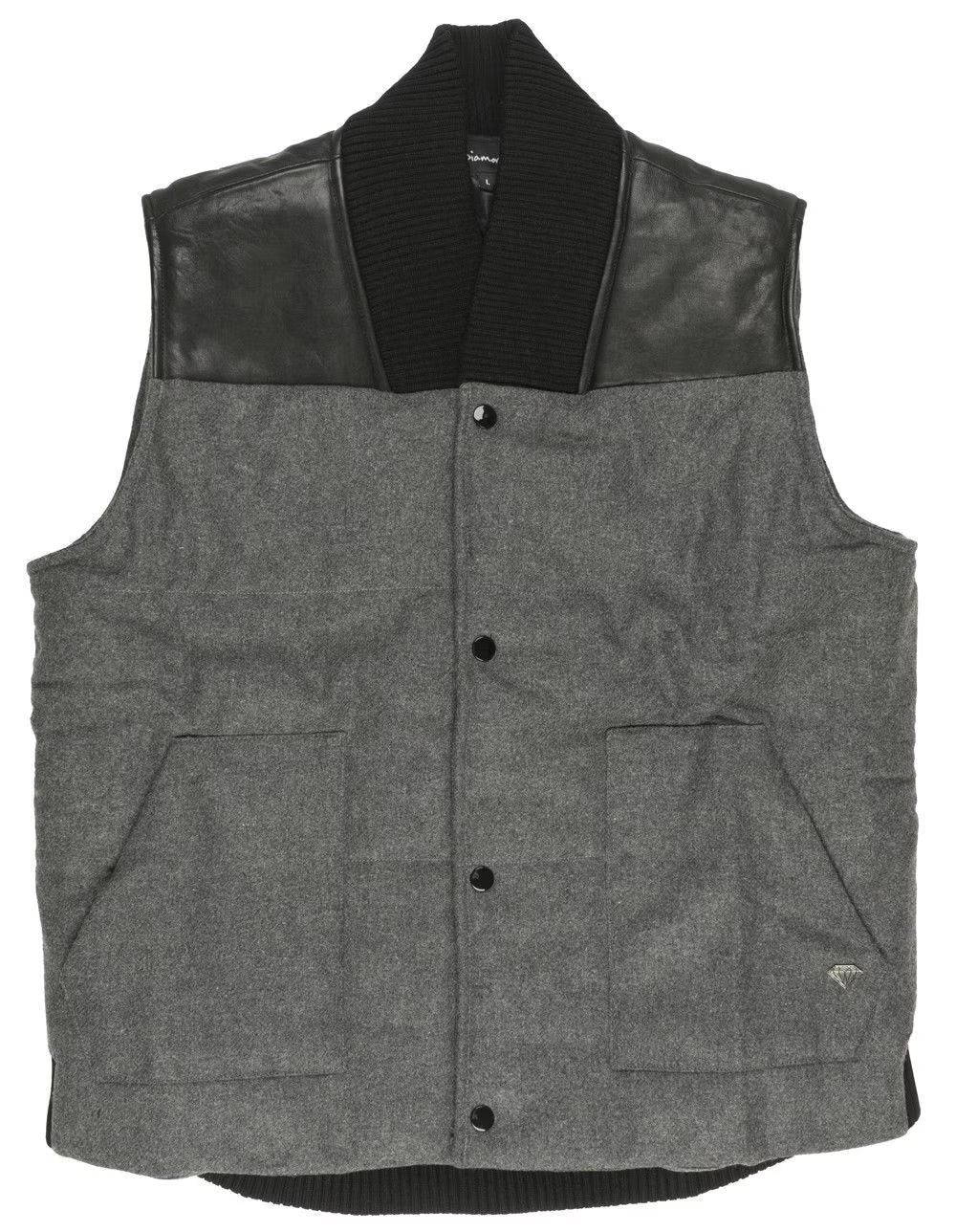 Charcoal Black Woolen Puffer Vest B137740