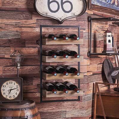 12 Bottle Solid Wood Bottle Rack in Brown D209860