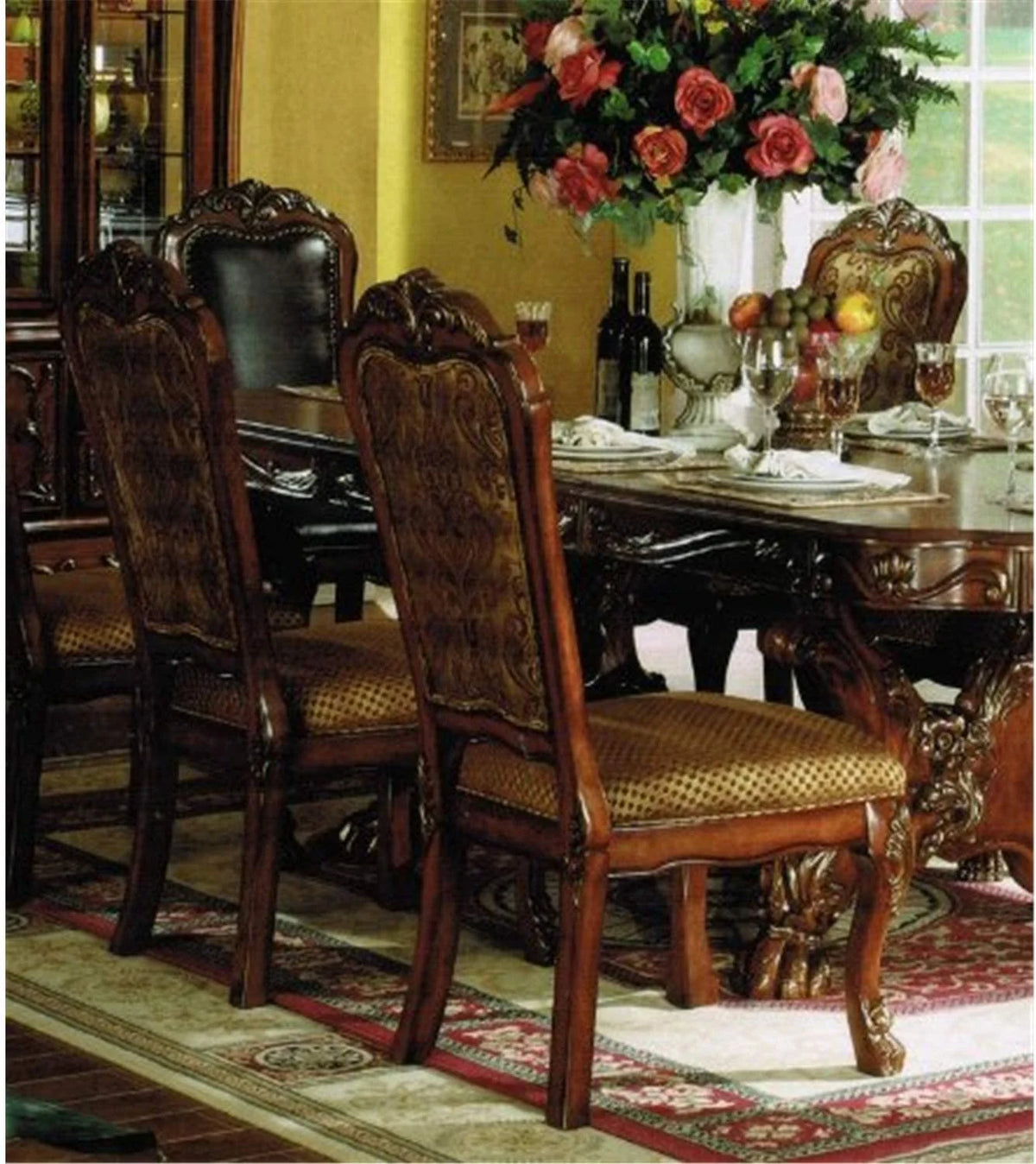 Cherry 9 Piece Trestle Dining Table Set U812