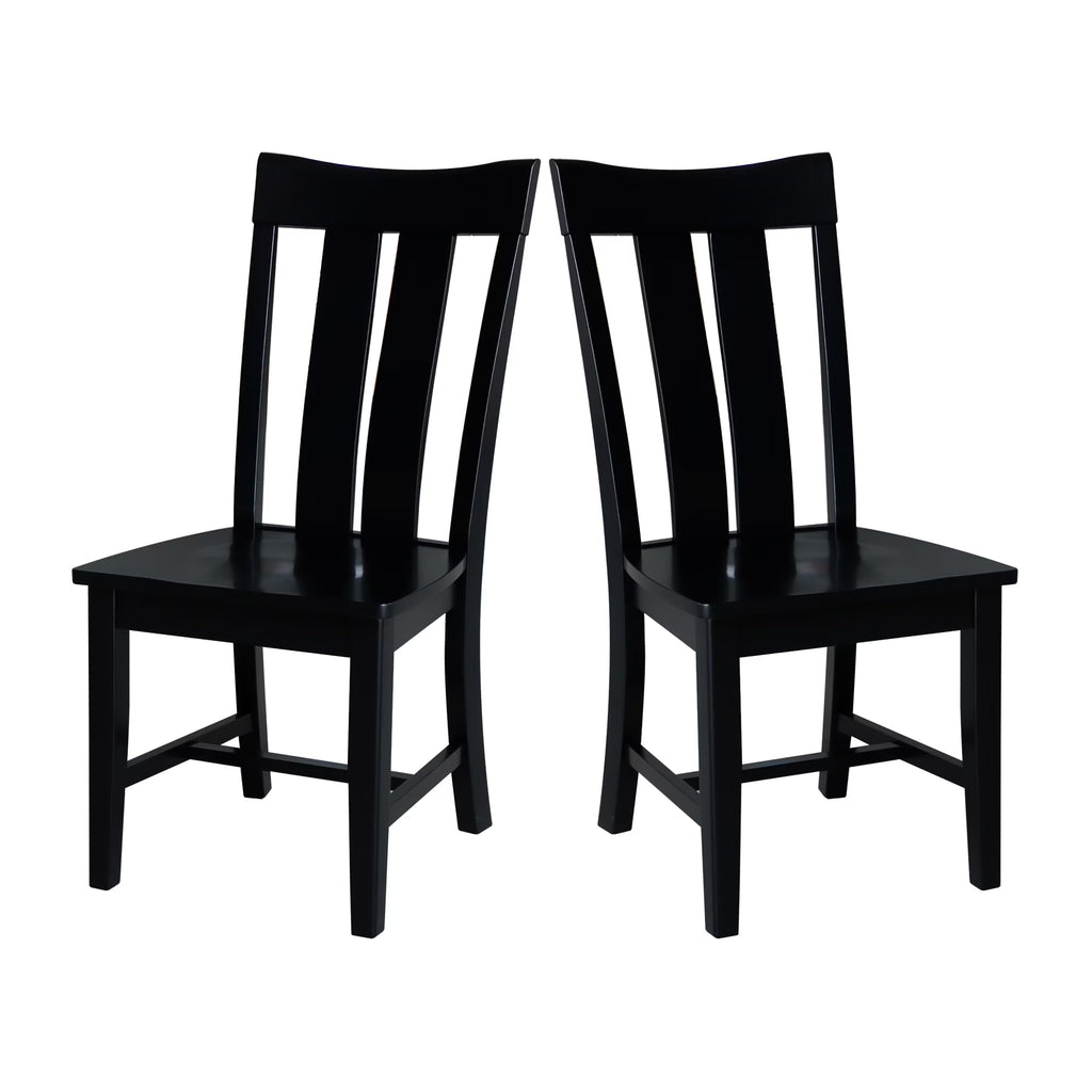 Solid Wood Dining Chairs Set of 2 in Black A2427