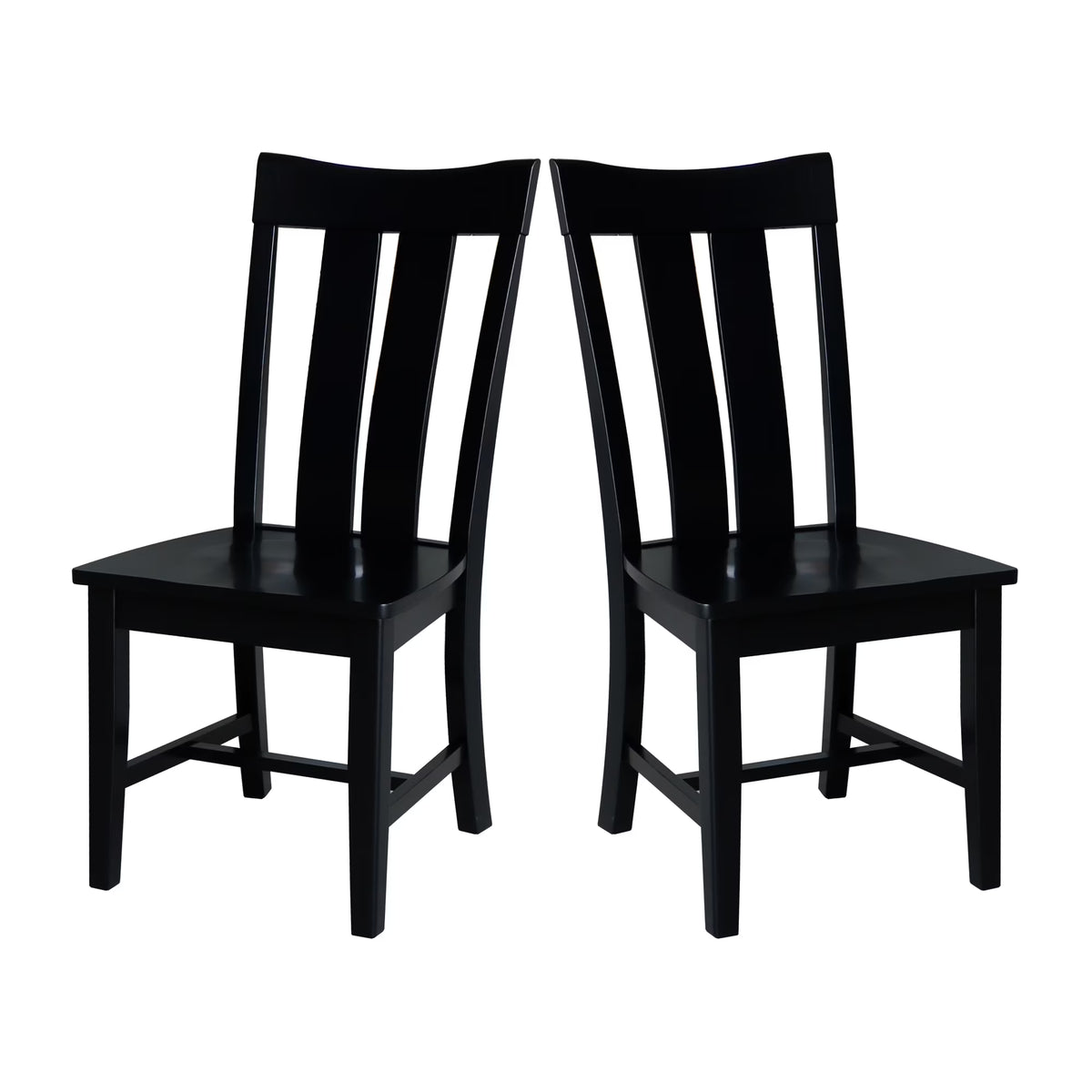 Solid Wood Dining Chairs Set of 2 in Black A2427