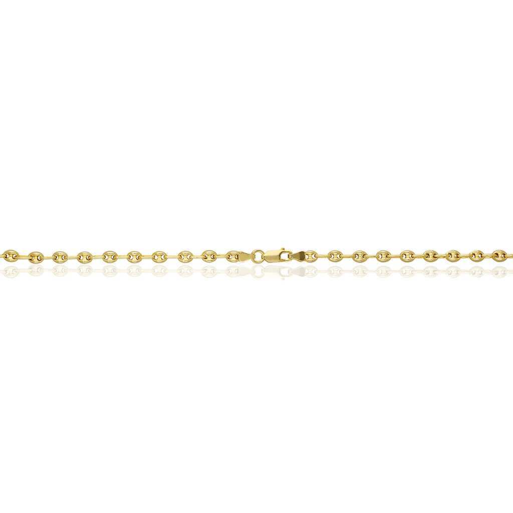 18K Yellow Gold Over Silver 4.5mm Puffed Anchor Mariner Chain Necklace 16"-24" H219462