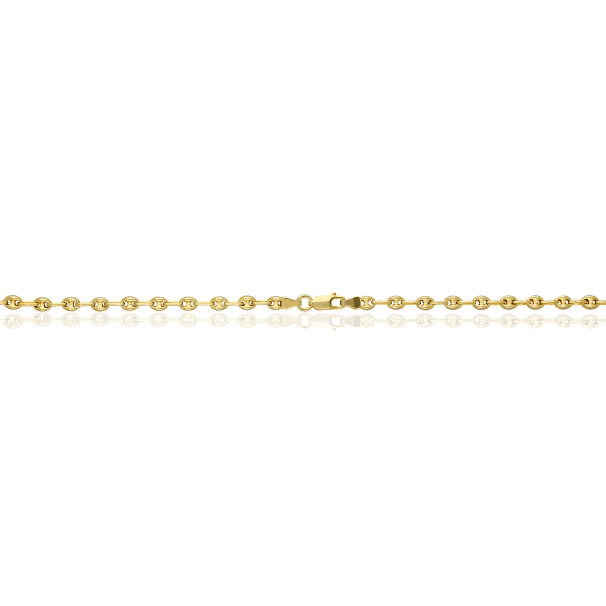 18K Yellow Gold Over Silver 4.5mm Puffed Anchor Mariner Chain Necklace 16"-24" H219462