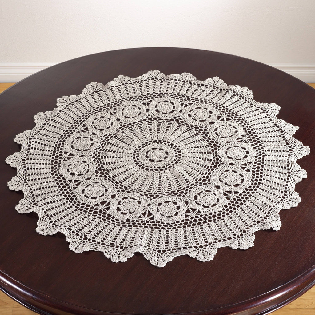 Handmade Crochet Lace Table Linens Grey D60534