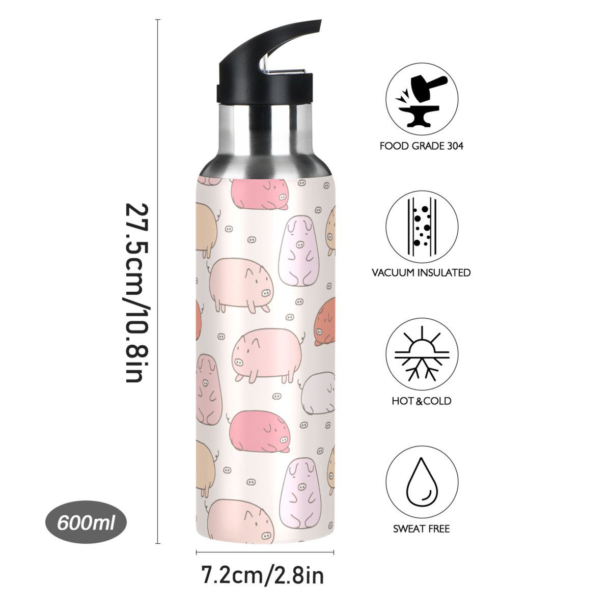 Stainless Steel Vacuum Insulated Water Bottle 20 OZ A1408