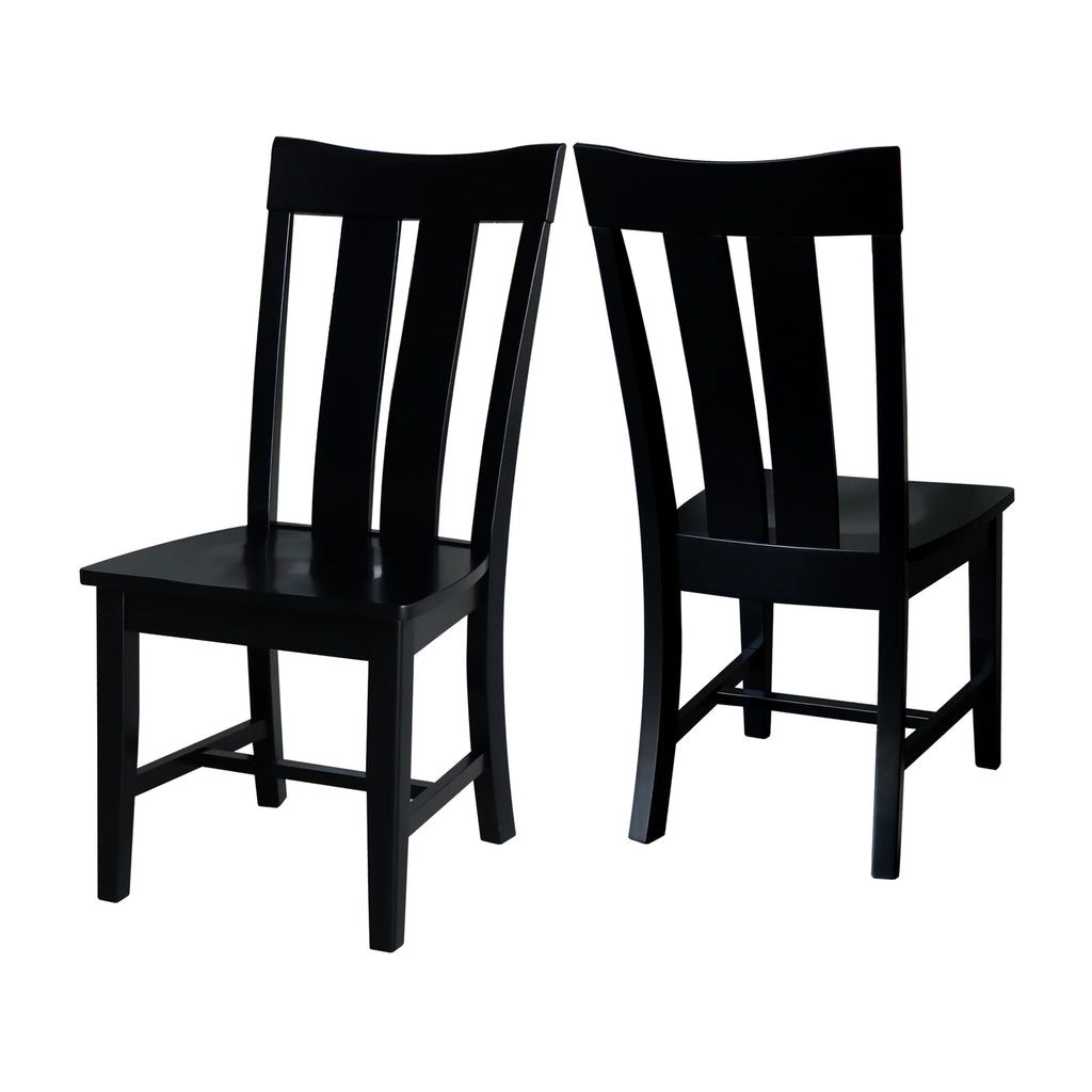 Solid Wood Dining Chairs Set of 2 in Black A2427