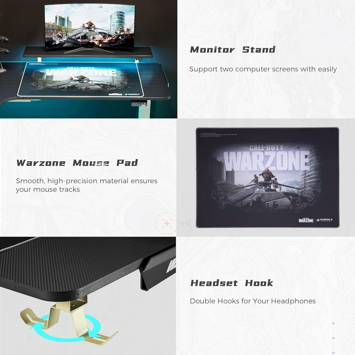 61 inches Height Adjustable Electric L-Shaped Standing Desk with USB Charged Monitor Stand Headphone Hook Mouse Pad Y3992